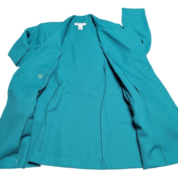 Jennifer James 2pc Green Double Breasted Blazer Suit Corpcore Skirt Set Size 12 - Picture 6 of 13